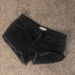Black denim shorts